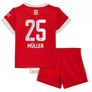 Camisolas FC Bayern de Munique Thomas Müller 25 Criança Equipamento Principal 22/23 Camisolas FC Bayern de Munique Thomas Müller 25 Criança Equipamento Principal 22/23