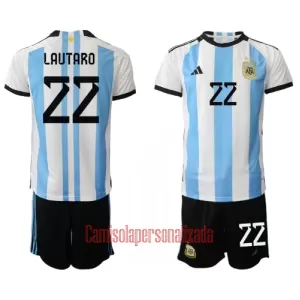 Camisolas Argentina Lautaro Martínez 22 Criança Equipamento Principal Mundial 2022 Camisolas Argentina Lautaro Martínez 22 Criança Equipamento Principal Mundial 2022