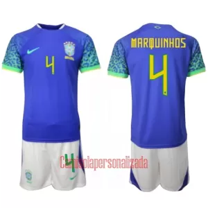 Camisolas Brasil Marquinhos 4 Criança Equipamento Alternativo Mundial 2022 Camisolas Brasil Marquinhos 4 Criança Equipamento Alternativo Mundial 2022