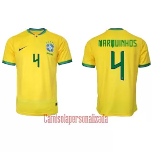 Camisolas Brasil Marquinhos 4 Equipamento Principal Mundial 2022 Camisolas Brasil Marquinhos 4 Equipamento Principal Mundial 2022