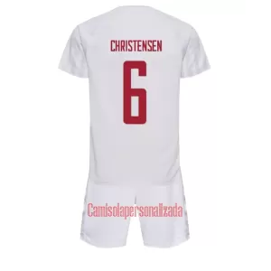 Camisolas Dinamarca Andreas Christensen 6 Criança Equipamento Alternativo Mundial 2022