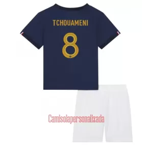Camisolas França Aurélien Tchouaméni 8 Criança Equipamento Principal Mundial 2022 Camisolas França Aurélien Tchouaméni 8 Criança Equipamento Principal Mundial 2022