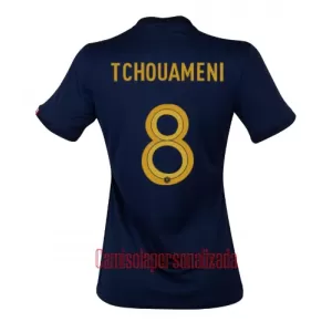 Camisolas França Aurélien Tchouaméni 8 Mulher Equipamento Principal Mundial 2022 Camisolas França Aurélien Tchouaméni 8 Mulher Equipamento Principal Mundial 2022