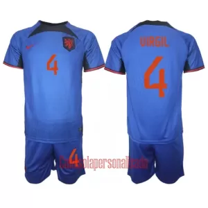 Camisolas Holanda Virgil van Dijk 4 Criança Equipamento Alternativo Mundial 2022