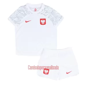 Camisolas Polônia Criança Equipamento Principal Mundial 2022 Camisolas Polônia Criança Equipamento Principal Mundial 2022