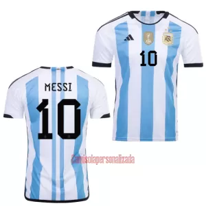 Camisolas Argentina 3 Star Lionel Messi 10 Equipamento Principal Mundial 2022 Camisolas Argentina 3 Star Lionel Messi 10 Equipamento Principal Mundial 2022