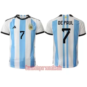 Camisolas Argentina Rodrigo de Paul 7 Equipamento Principal Mundial 2022 Camisolas Argentina Rodrigo de Paul 7 Equipamento Principal Mundial 2022