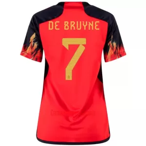 Camisolas Bélgica Kevin De Bruyne 7 Mulher Equipamento Principal Mundial 2022 Camisolas Bélgica Kevin De Bruyne 7 Mulher Equipamento Principal Mundial 2022