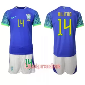 Camisolas Brasil Éder Militão 14 Criança Equipamento Alternativo Mundial 2022 Camisolas Brasil Éder Militão 14 Criança Equipamento Alternativo Mundial 2022