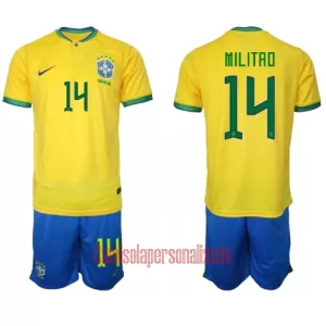 Camisolas Brasil Éder Militão 14 Criança Equipamento Principal Mundial 2022 Camisolas Brasil Éder Militão 14 Criança Equipamento Principal Mundial 2022