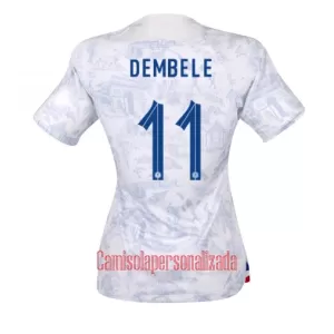Camisolas França Ousmane Dembélé 11 Mulher Equipamento Alternativo Mundial 2022 Camisolas França Ousmane Dembélé 11 Mulher Equipamento Alternativo Mundial 2022