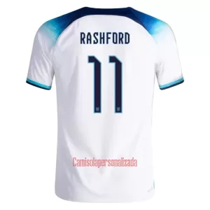 Camisolas Inglaterra Marcus Rashford 11 Equipamento Principal Mundial 2022