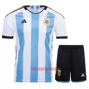 Camisolas Argentina 3 Star Criança Equipamento Principal Mundial 2022 Camisolas Argentina 3 Star Criança Equipamento Principal Mundial 2022