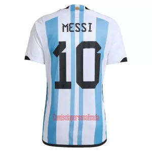 Camisolas Argentina 3 Star Lionel Messi 10 Criança Equipamento Principal Mundial 2022