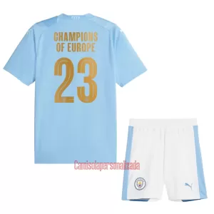 Camisolas Manchester City Champions of Europe Criança Equipamento Principal 23/24 Camisolas Manchester City Champions of Europe Criança Equipamento Principal 23/24