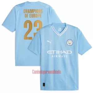 Camisolas Manchester City Champions of Europe Equipamento Principal 23/24 Camisolas Manchester City Champions of Europe Equipamento Principal 23/24