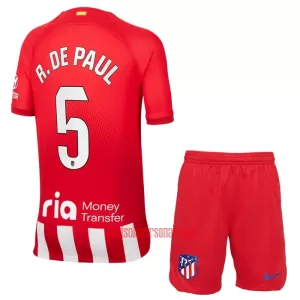 Camisolas Atlético Madrid Rodrigo de Paul 5 Criança Equipamento Principal 23/24 Camisolas Atlético Madrid Rodrigo de Paul 5 Criança Equipamento Principal 23/24