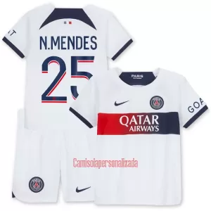 Camisolas Paris Saint-Germain N.Mendes 25 Criança Equipamento Alternativo 23/24