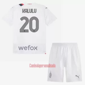 Camisolas AC Milan Kalulu 20 Criança Equipamento Alternativo 23/24 Camisolas AC Milan Kalulu 20 Criança Equipamento Alternativo 23/24