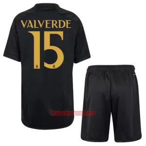 Camisolas Real Madrid Federico Valverde 15 Criança Equipamento Terceiro 23/24 Camisolas Real Madrid Federico Valverde 15 Criança Equipamento Terceiro 23/24