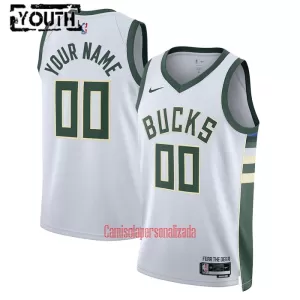 Camisolas Milwaukee Bucks Criança Association Edition 23/24 Swingman Branco Camisolas Milwaukee Bucks Criança Association Edition 23/24 Swingman Branco