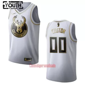 Camisolas Milwaukee Bucks Criança Golden Edition Swingman Branco Camisolas Milwaukee Bucks Criança Golden Edition Swingman Branco