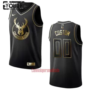 Camisolas Milwaukee Bucks Criança Golden Edition Swingman Preto Camisolas Milwaukee Bucks Criança Golden Edition Swingman Preto