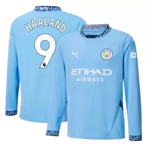 Camisolas Manchester City Erling Haaland 9 Equipamento Principal 24/25 Manga Comprida Camisolas Manchester City Erling Haaland 9 Equipamento Principal 24/25 Manga Comprida