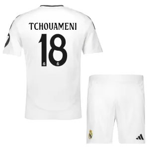 Camisolas Real Madrid Aurélien Tchouaméni 18 Criança Equipamento Principal 24/25 Camisolas Real Madrid Aurélien Tchouaméni 18 Criança Equipamento Principal 24/25