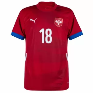 Camisolas Sérvia Vlahovic 18 Equipamento Principal Euro 2024