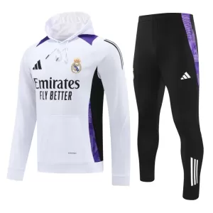 Real Madrid Capuz Conjunto de Moletom de Treino 24/25 Branco Real Madrid Capuz Conjunto de Moletom de Treino 24/25 Branco