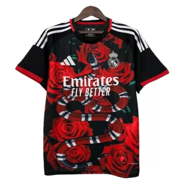 Camisolas Real Madrid x Rose 24/25 Vermelho Especial Camisolas Real Madrid x Rose 24/25 Vermelho Especial