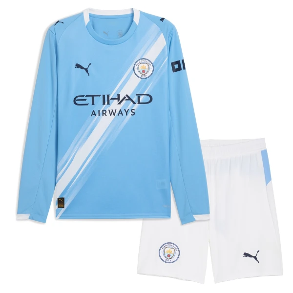 Camisolas Manchester City Criança Equipamento Principal 25/26 Manga Comprida Camisolas Manchester City Criança Equipamento Principal 25/26 Manga Comprida