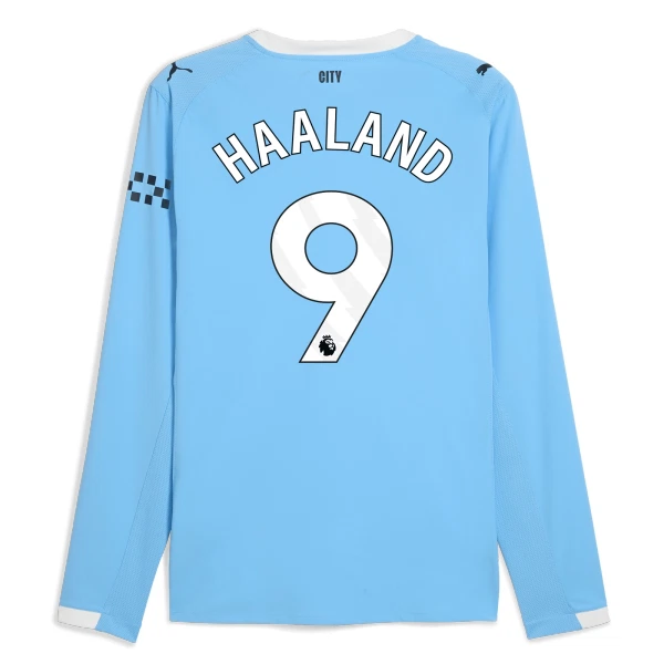 Camisolas Manchester City Erling Haaland 9 Equipamento Principal 25/26 Manga Comprida Camisolas Manchester City Erling Haaland 9 Equipamento Principal 25/26 Manga Comprida