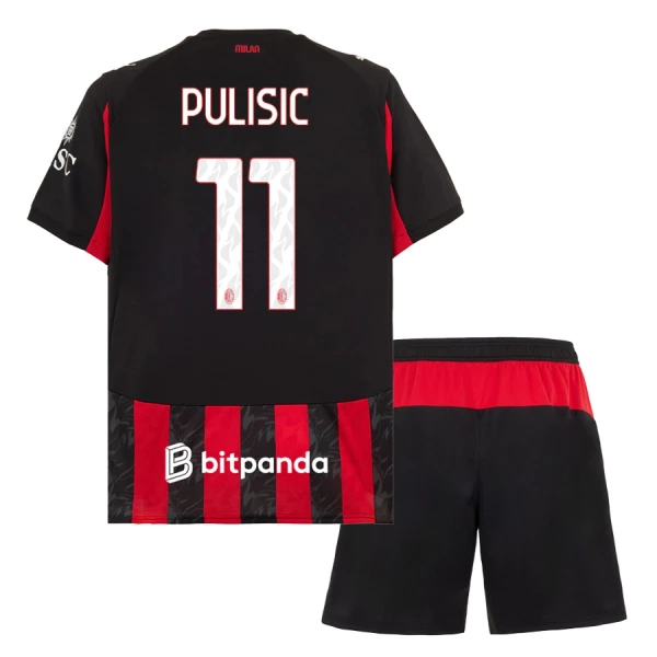Camisolas AC Milan Christian Pulišić 11 Criança Equipamento Principal 25/26 Camisolas AC Milan Christian Pulišić 11 Criança Equipamento Principal 25/26
