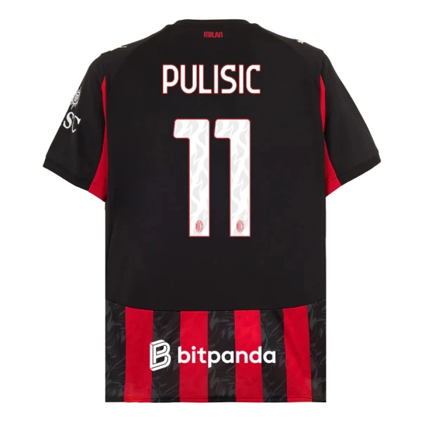 Camisolas AC Milan Christian Pulišić 11 Equipamento Principal 25/26 Camisolas AC Milan Christian Pulišić 11 Equipamento Principal 25/26