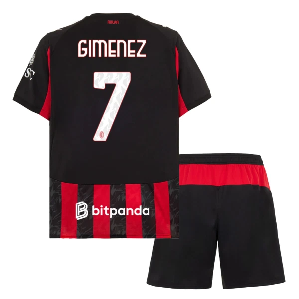 Camisolas AC Milan Santiago Gimenez 7 Criança Equipamento Principal 25/26 Camisolas AC Milan Santiago Gimenez 7 Criança Equipamento Principal 25/26