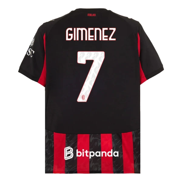 Camisolas AC Milan Santiago Gimenez 7 Equipamento Principal 25/26 Camisolas AC Milan Santiago Gimenez 7 Equipamento Principal 25/26