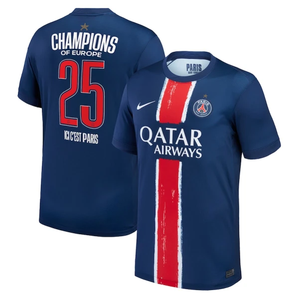 Camisolas Paris Saint-Germain 1 Star Champions of Europe Equipamento Principal 24/25 Camisolas Paris Saint-Germain 1 Star Champions of Europe Equipamento Principal 24/25