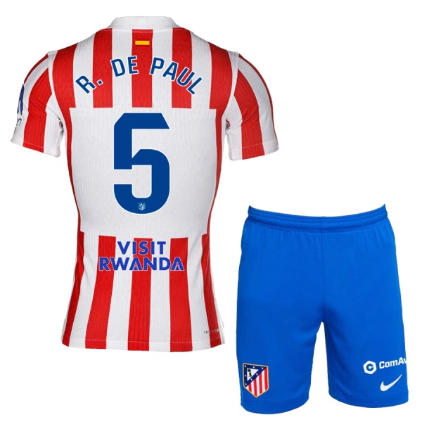 Camisolas Atlético Madrid Rodrigo de Paul 5 Criança Equipamento Principal 25/26 Camisolas Atlético Madrid Rodrigo de Paul 5 Criança Equipamento Principal 25/26