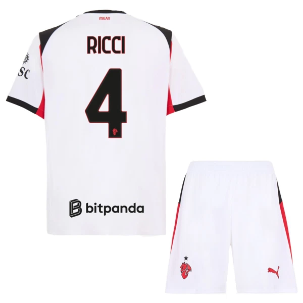 Camisolas AC Milan Ricci 4 Criança Equipamento Alternativo 25/26 Camisolas AC Milan Ricci 4 Criança Equipamento Alternativo 25/26