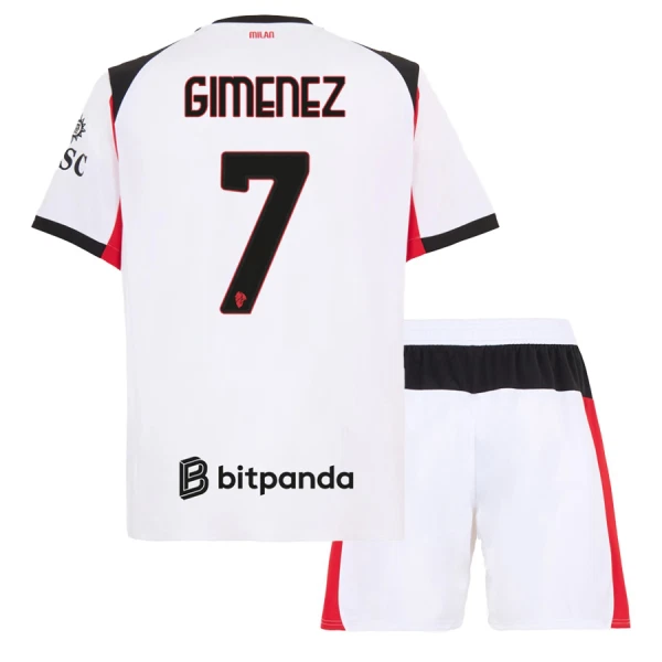 Camisolas AC Milan Santiago Gimenez 7 Criança Equipamento Alternativo 25/26 Camisolas AC Milan Santiago Gimenez 7 Criança Equipamento Alternativo 25/26