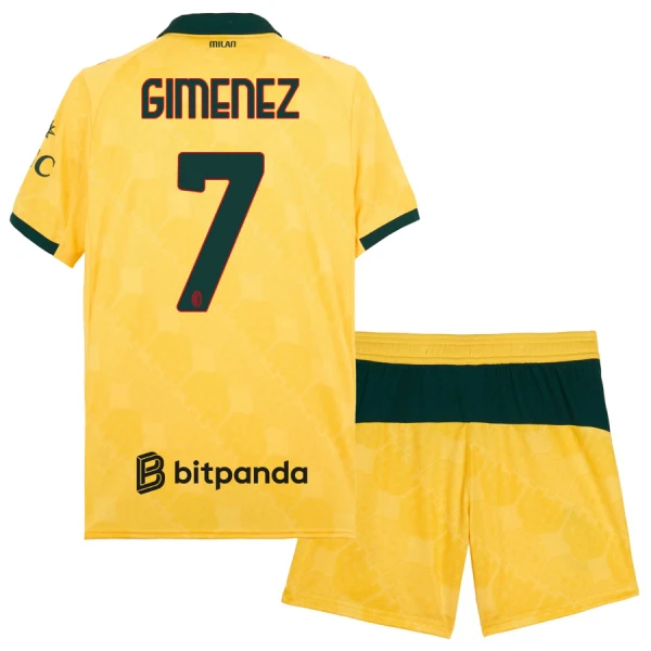 Camisolas AC Milan Santiago Gimenez 7 Criança Equipamento Terceiro 25/26 Camisolas AC Milan Santiago Gimenez 7 Criança Equipamento Terceiro 25/26