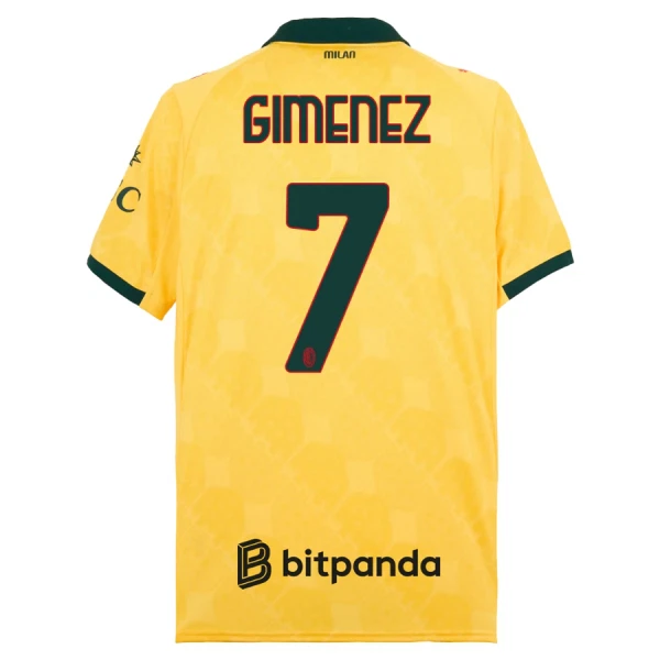 Camisolas AC Milan Santiago Gimenez 7 Equipamento Terceiro 25/26 Camisolas AC Milan Santiago Gimenez 7 Equipamento Terceiro 25/26