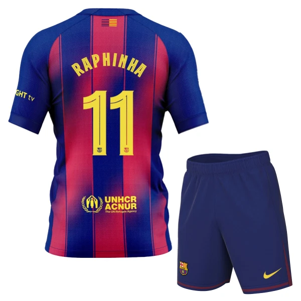 Camisolas FC Barcelona Raphinha 11 Criança Equipamento Principal 25/26 Camisolas FC Barcelona Raphinha 11 Criança Equipamento Principal 25/26