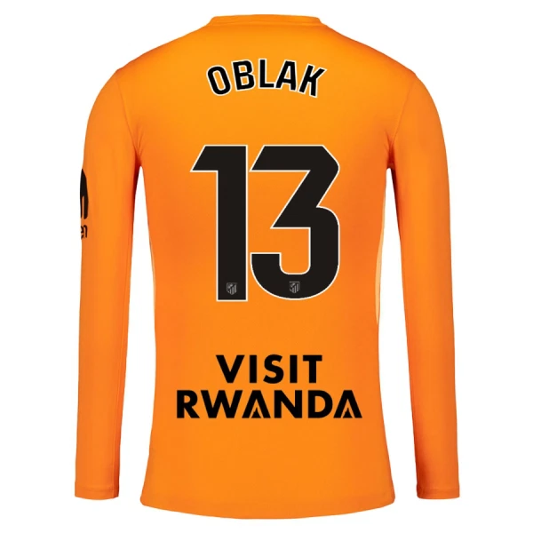 Camisolas Guarda Redes Atlético Madrid Jan Oblak 13 25/26 Manga Comprida Laranja