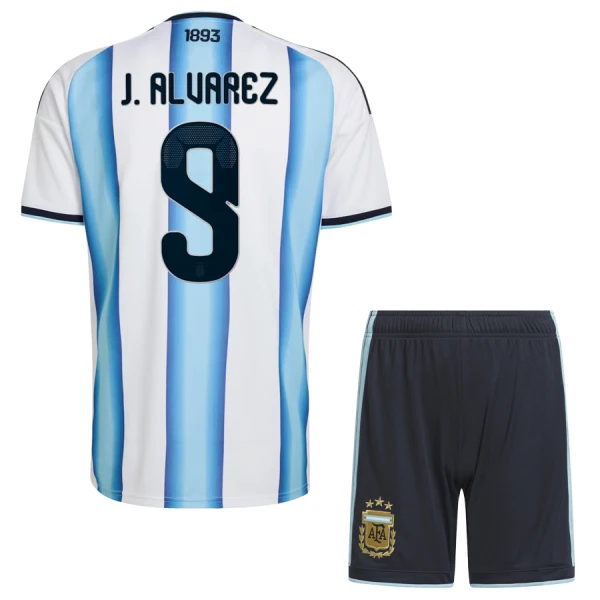 Camisolas Argentina Julián Álvarez 9 Criança Equipamento Principal Mundial 2026