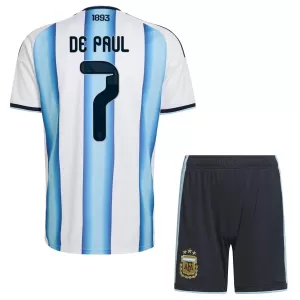 Camisolas Argentina Rodrigo de Paul 7 Criança Equipamento Principal Mundial 2026