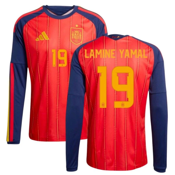 Camisolas Espanha Lamine Yamal 19 Equipamento Principal Mundial 2026 Manga Comprida