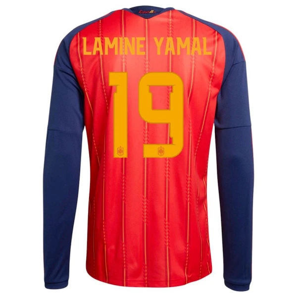 Camisolas Espanha Lamine Yamal 19 Equipamento Principal Mundial 2026 Manga Comprida